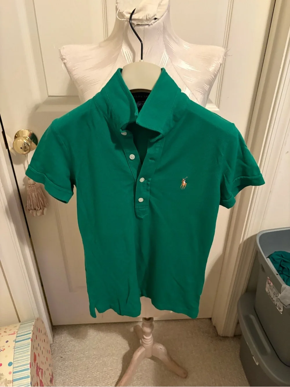 Ralph Lauren Emerald Green Girls' Polo Shirt with Pony Logo Large